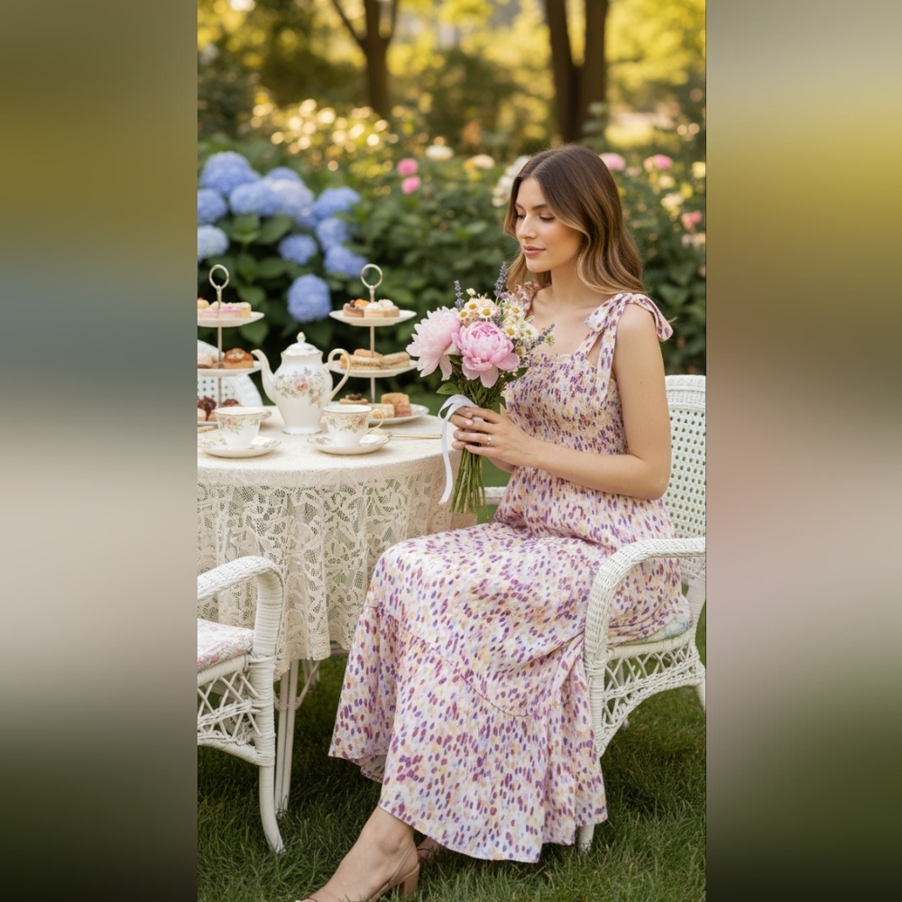 SAM EDELMAN Confetti Smocked Bodice Maxi Sundress